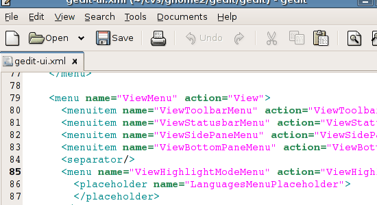 gedit - screen shot.